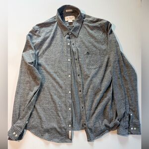 Penguin Men's Grey Long-Sleeve Button-Up Heritage Slim Fit Shirt